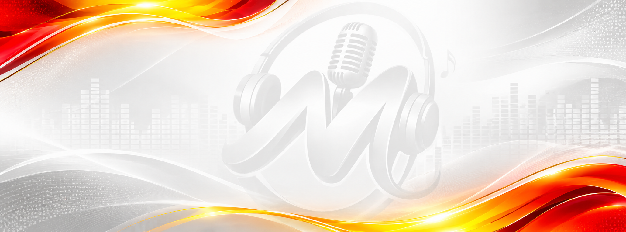 Banner abstrato de rádio com ondas coloridas